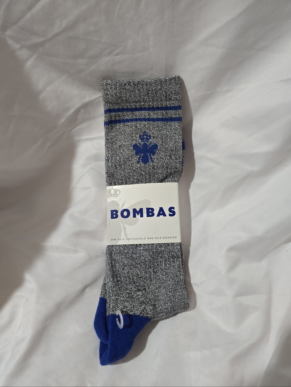 NWT Bombas Men's XL Calf Extra Soft Premium Cotton Blend Socks Gray Blue